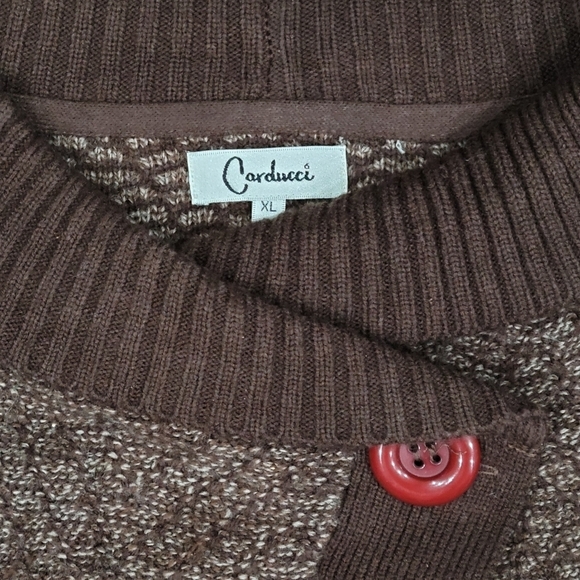 Carducci Knit Poncho Collar Button sweater Brown Shrug Women’s Sz L - Picture 10 of 10